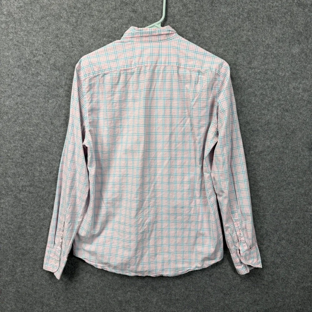 J. Crew Slim Fit Flex‎ Washed Plaid Button Down Shirt Men's Medium Pink Blue